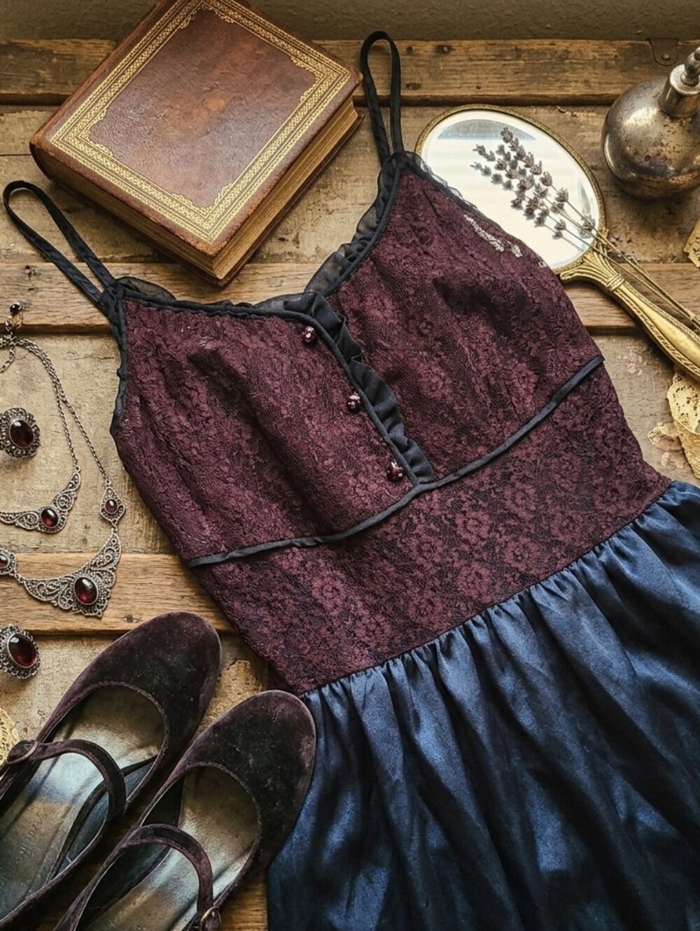 Vintage 1960s Black Lace Slip Dress
